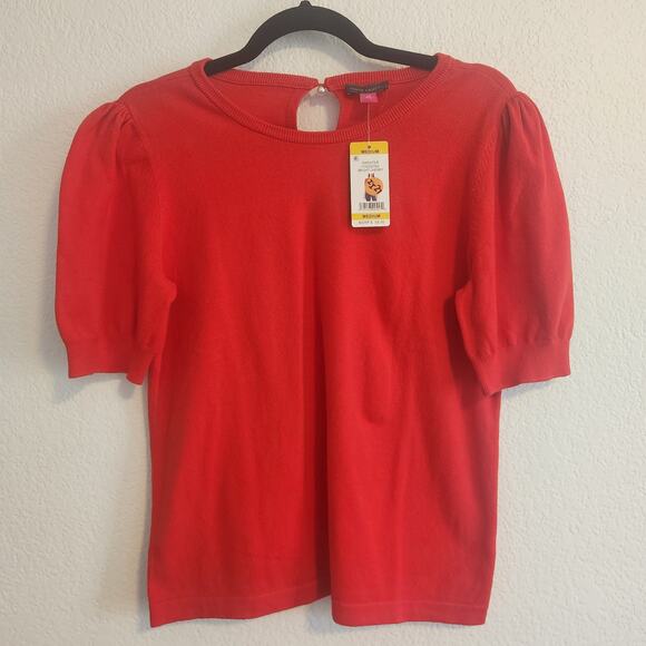 Vince Camuto Womens Size Medium‎ Red Short Sleeve Sweater NWT - Picture 2 of 7